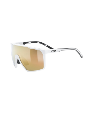 Sunglasses Uvex mtn perform S, white matt, supravision mir. gold
